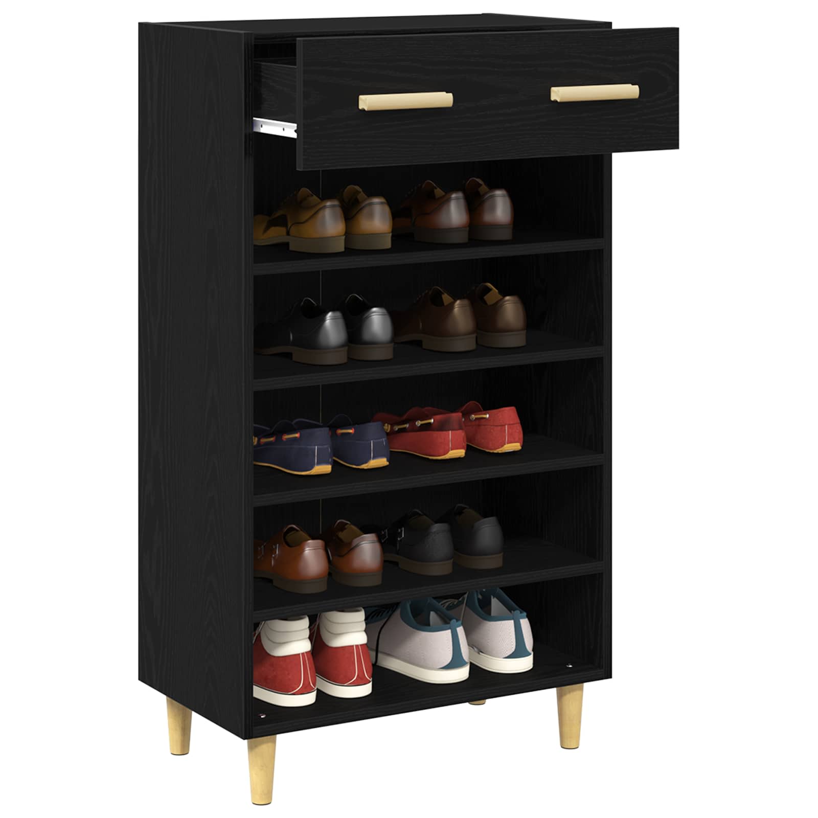 vidaXL Shoe Cabinet 60 x 35 x 105 cm Engineered Wood Black Oak 4