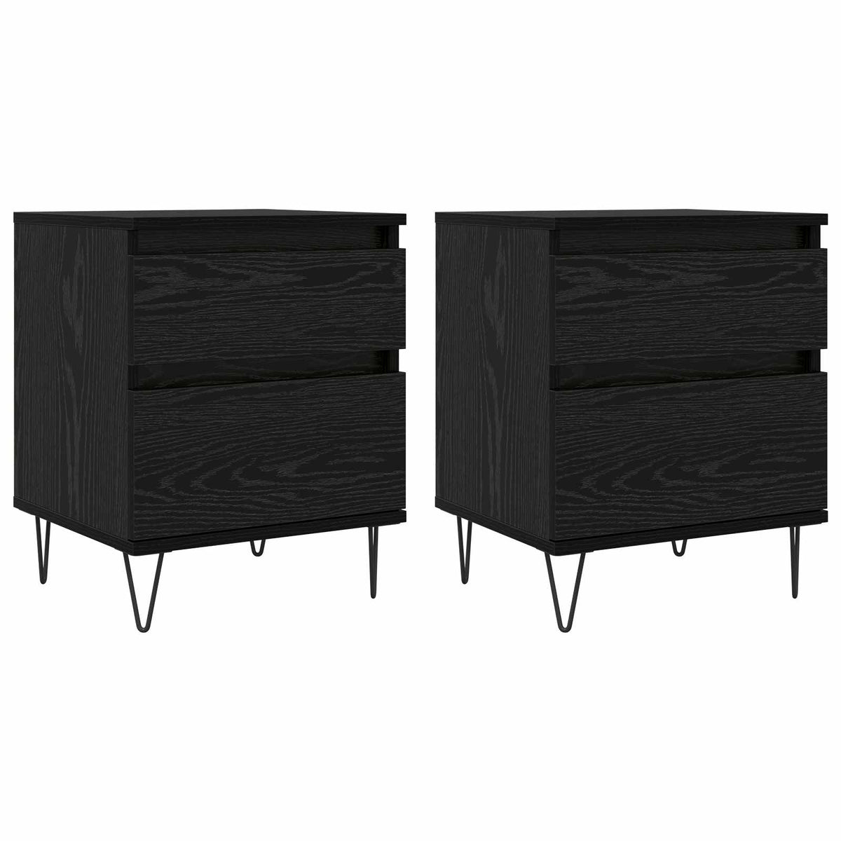 vidaXL Bed Cabinet Black Oak 40 x 35 x 50 cm Engineered Wood 2