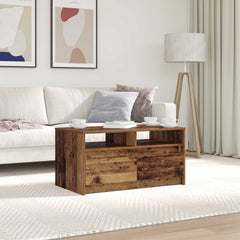 Coffee Table with LED Lights Engineered Wood Old wood