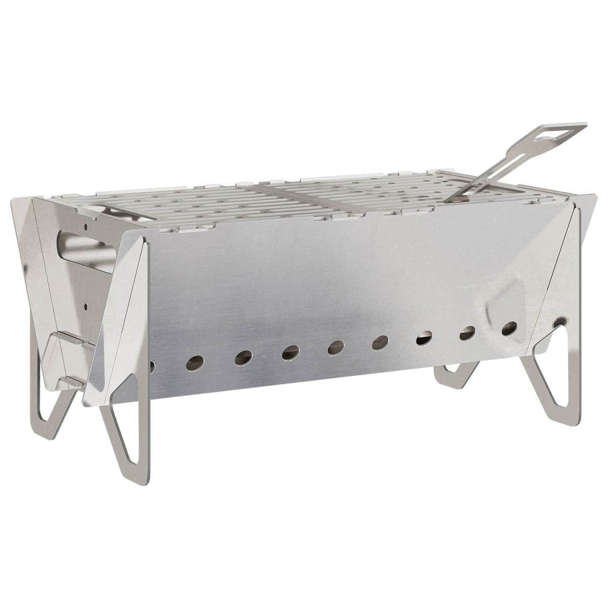 vidaXL Camping Fire Pit 42 x 22 x 18 cm Stainless Steel Silver 2