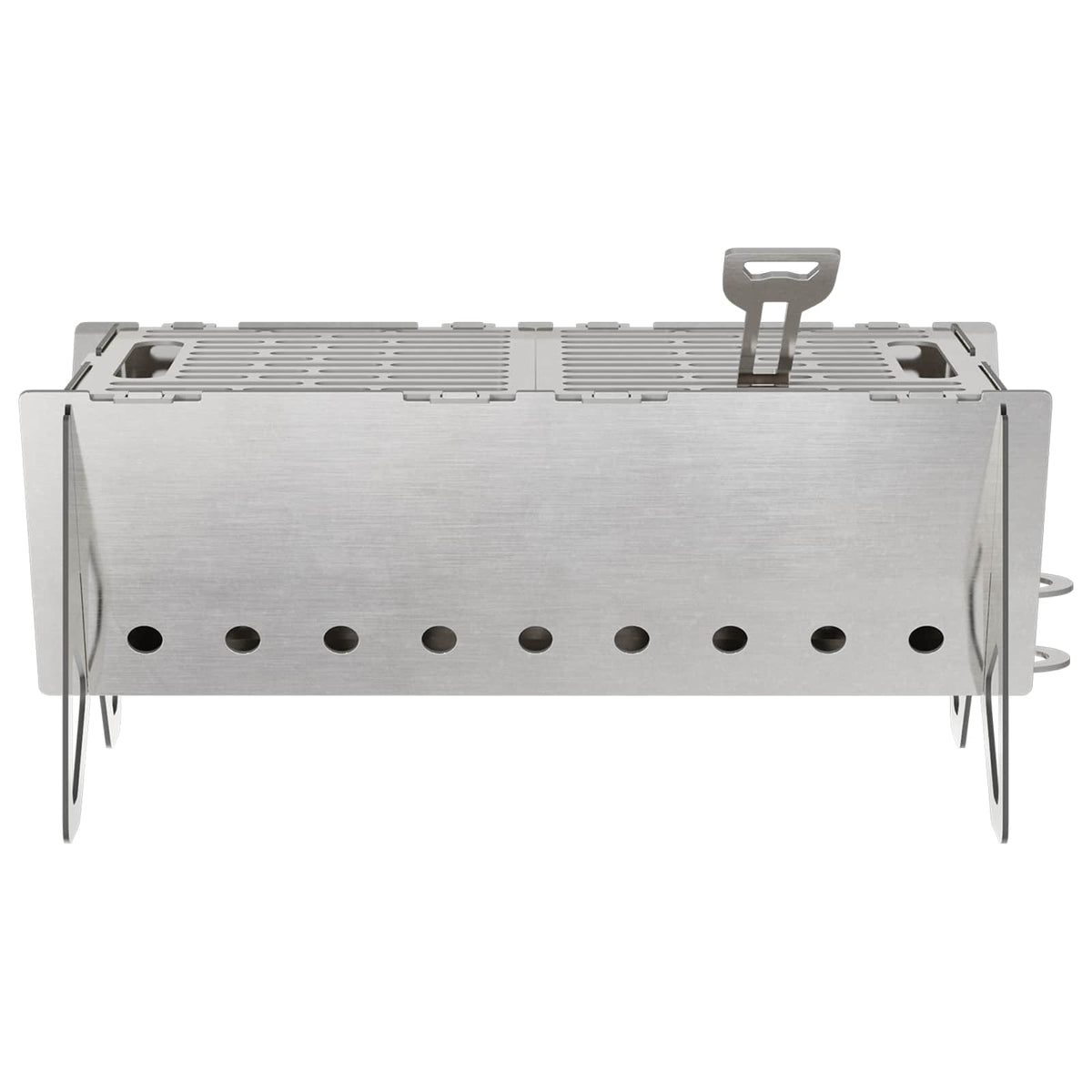 vidaXL Camping Fire Pit 42 x 22 x 18 cm Stainless Steel Silver 4