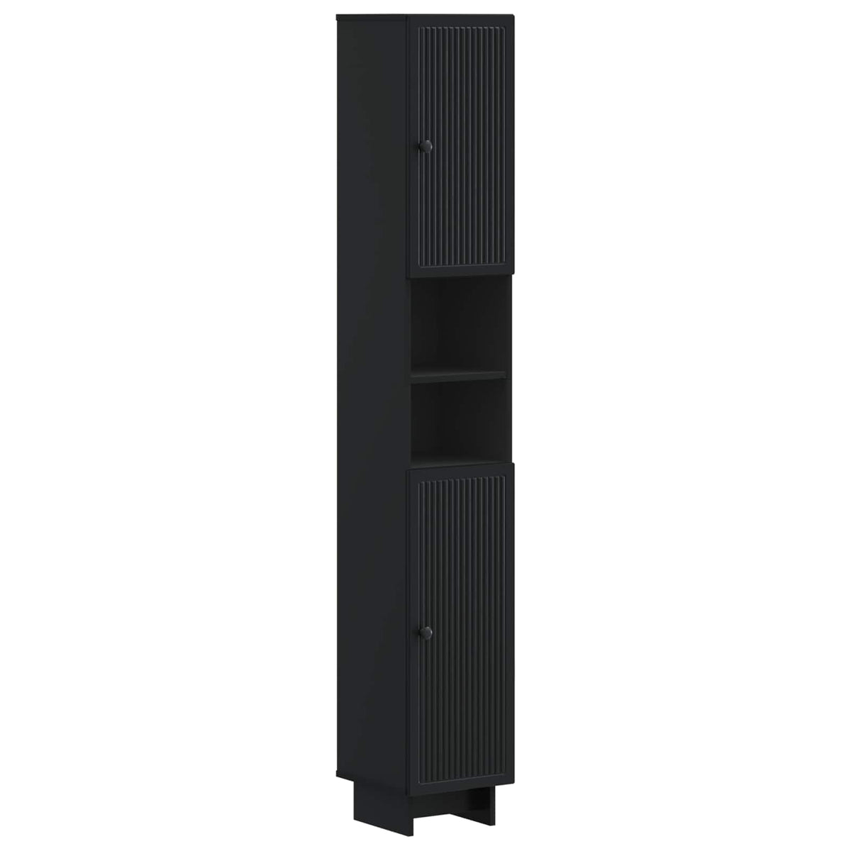 3 Piece Bathroom Cabinet Set EDE Engineered Wood Black Vertical stripes