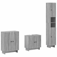 3 Piece Bathroom Cabinet Set ALKMAAR Grey Sonoma Vertical stripes
