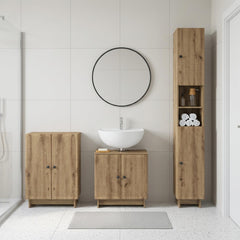 3 Piece Bathroom Cabinet Set ALKMAAR Artisan Oak Vertical stripes