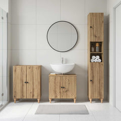 3 Piece Bathroom Cabinet Set ALKMAAR Artisan Oak Round stripes