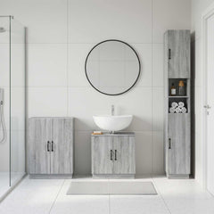 3 Piece Bathroom Cabinet Set ALKMAAR Grey Sonoma V-shape stripes