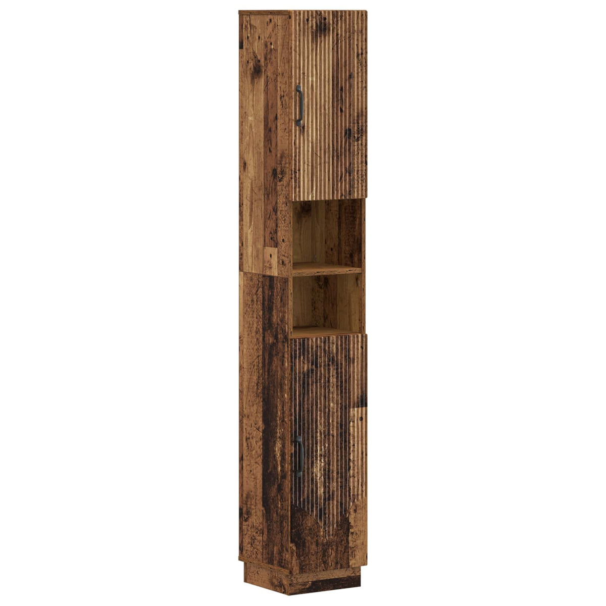 3 Piece Bathroom Cabinet Set EDE Engineered Wood Old Wood V-shape stripes