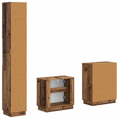 3 Piece Bathroom Cabinet Set EDE Engineered Wood Old Wood V-shape stripes