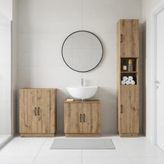 3 Piece Bathroom Cabinet Set ALKMAAR Artisan Oak V-shape stripes