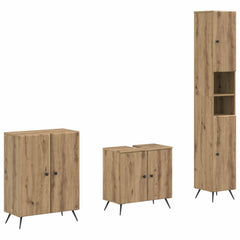 3 Piece Bathroom Cabinet Set ALKMAAR Artisan Oak Round edge