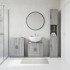3 Piece Bathroom Cabinet Set ALKMAAR Grey Sonoma O-shape