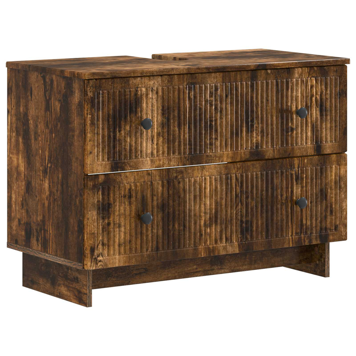 Bathroom Cabinet EDE Engineered Wood Smoked Oak Vertical stripes