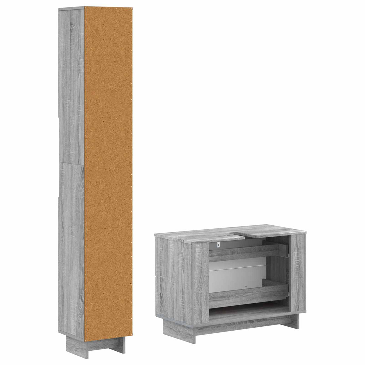 2 Piece Bathroom Cabinet Set ALKMAAR Grey Sonoma Vertical stripes