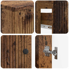 2 Piece Bathroom Cabinet Set EDE Engineered Wood Old Wood Vertical stripes