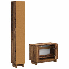 2 Piece Bathroom Cabinet Set EDE Engineered Wood Old Wood Vertical stripes