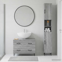 2 Piece Bathroom Cabinet Set ALKMAAR Grey Sonoma Two-way stripes