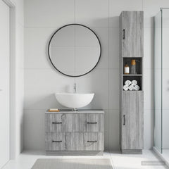 2 Piece Bathroom Cabinet Set ALKMAAR Grey Sonoma V-shape stripes