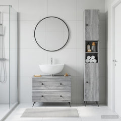 2 Piece Bathroom Cabinet Set ALKMAAR Grey Sonoma Round edge