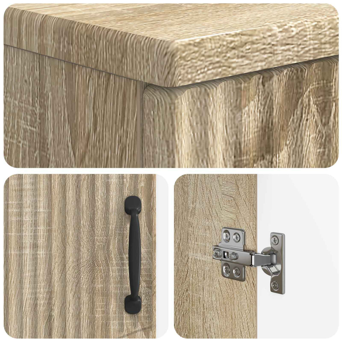 2 Piece Bathroom Cabinet Set EDE Engineered Wood Sonoma Oak V-shape stripes