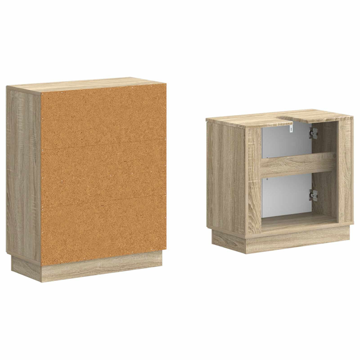 2 Piece Bathroom Cabinet Set EDE Engineered Wood Sonoma Oak V-shape stripes