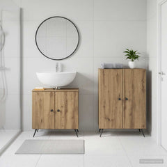 2 Piece Bathroom Cabinet Set ALKMAAR Artisan Oak Round edge