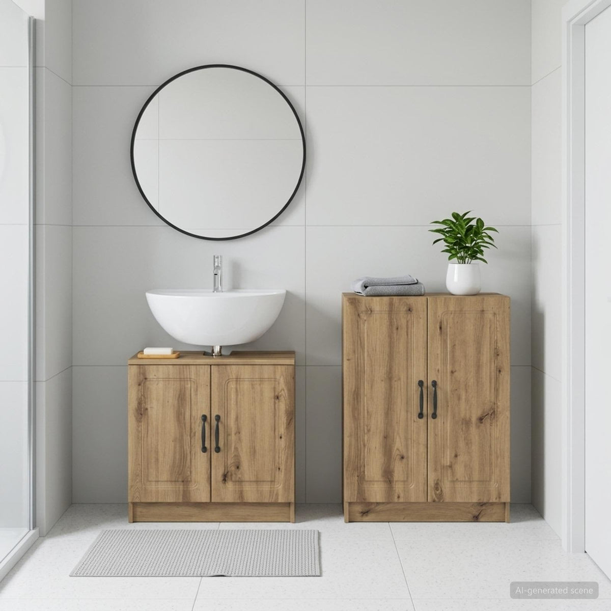 2 Piece Bathroom Cabinet Set ALKMAAR Artisan Oak O-shape