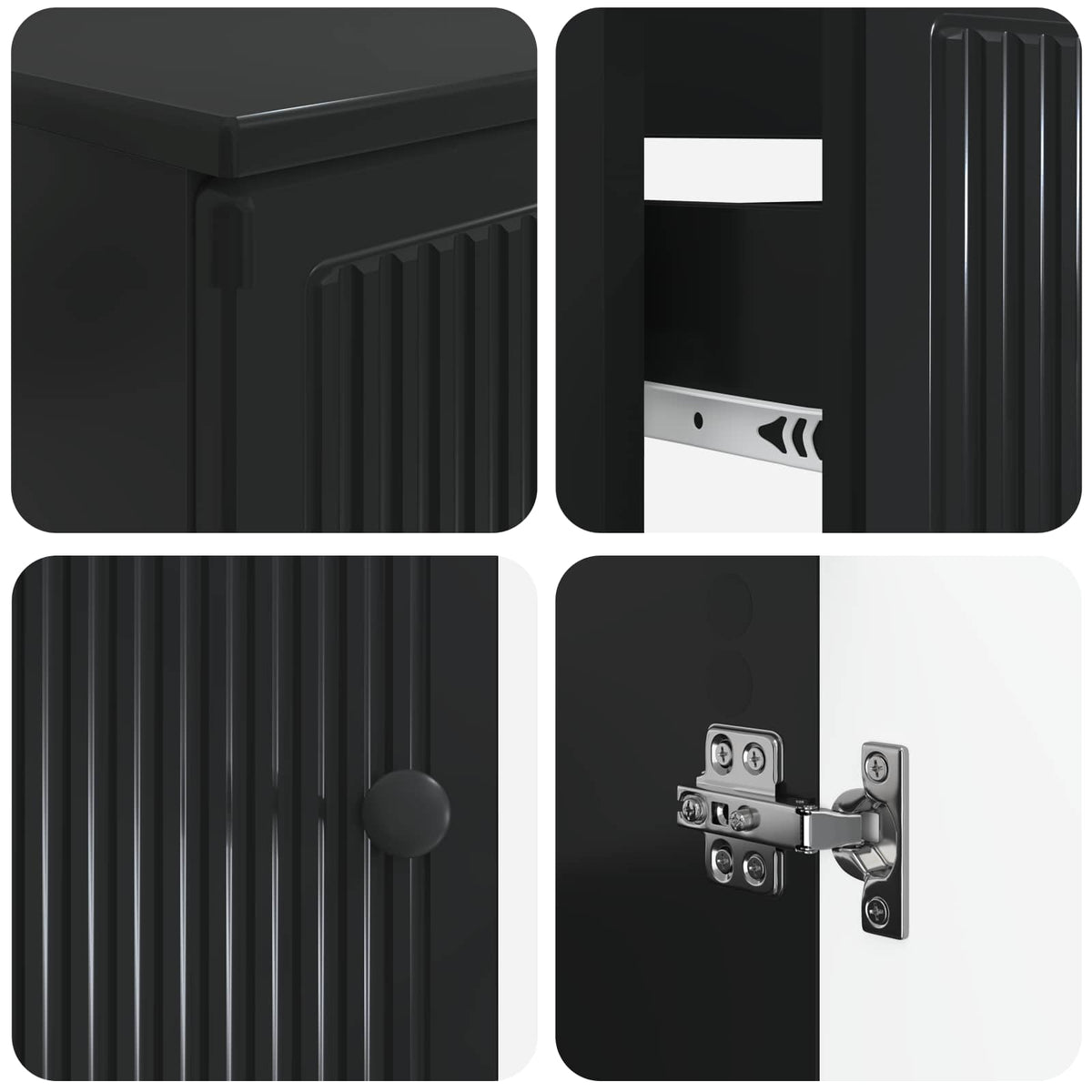 2 Piece Bathroom Cabinet Set EDE Engineered Wood Black Vertical stripes