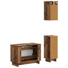 3 Piece Bathroom Cabinet Set EDE Engineered Wood Old Wood Vertical stripes