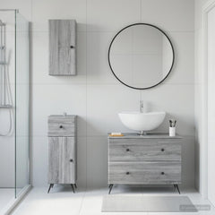 3 Piece Bathroom Cabinet Set ALKMAAR Grey Sonoma Round edge