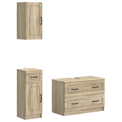 3 Piece Bathroom Cabinet Set EDE Engineered Wood Sonoma Oak O-shape