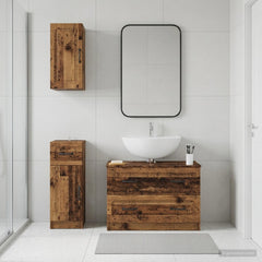 3 Piece Bathroom Cabinet Set EDE Engineered Wood Old Wood O-shape