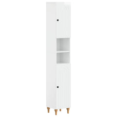 4 Piece Bathroom Cabinet Set EDE High Gloss White Round stripes