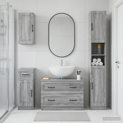 4 Piece Bathroom Cabinet Set ALKMAAR Grey Sonoma O-shape