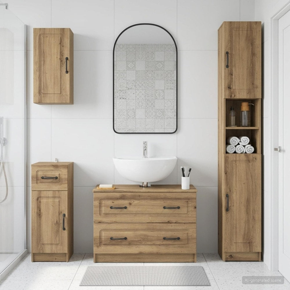 4 Piece Bathroom Cabinet Set ALKMAAR Artisan Oak O-shape