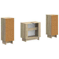 3 Piece Bathroom Cabinet Set EDE 3 pcs Sonoma Oak Vertical stripes