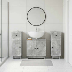 3 Piece Bathroom Cabinet Set EDE 3 pcs Concrete Grey Vertical stripes