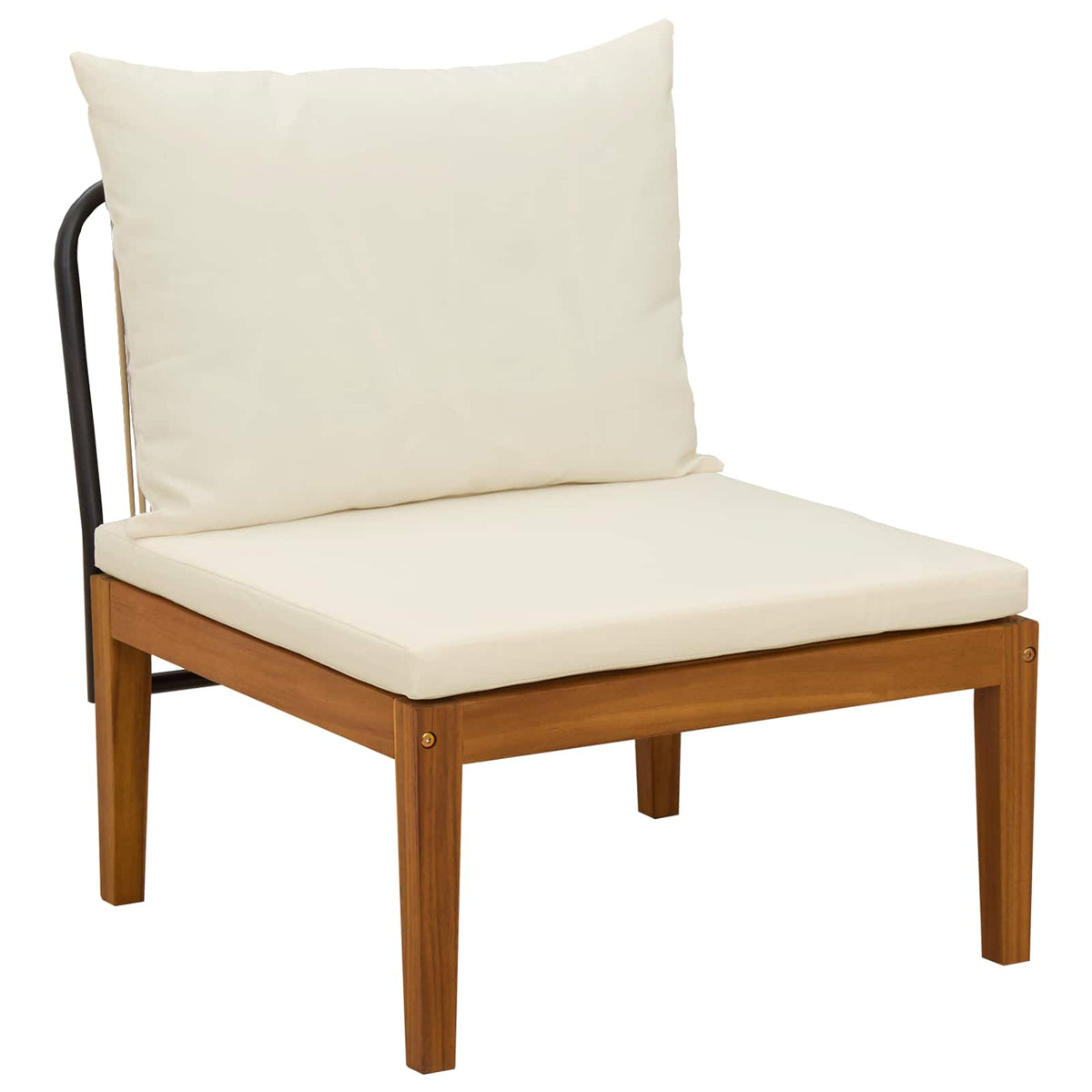 9 pcs Solid Acacia Wood & Rope Natural Beige and Cream White 4x corner +1x middle +table