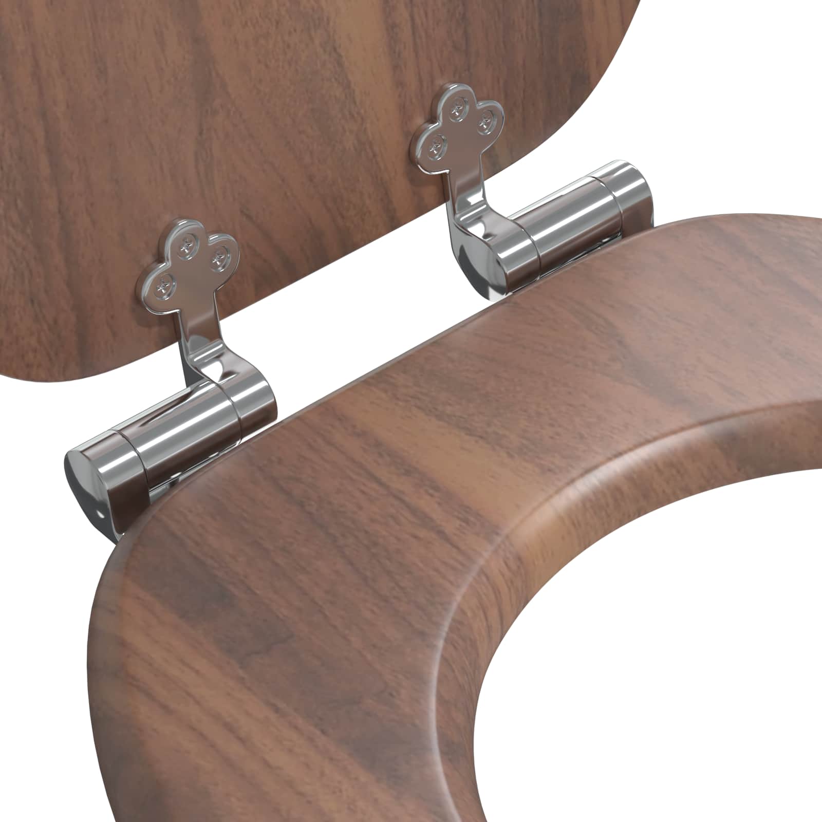 vidaXL Soft-Close Toilet Seat Brown 44 x 38 cm MDF board 5