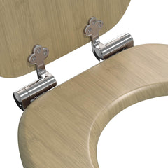vidaXL Soft-Close Toilet Seat Light Bamboo Color 44 x 38 cm MDF board 5