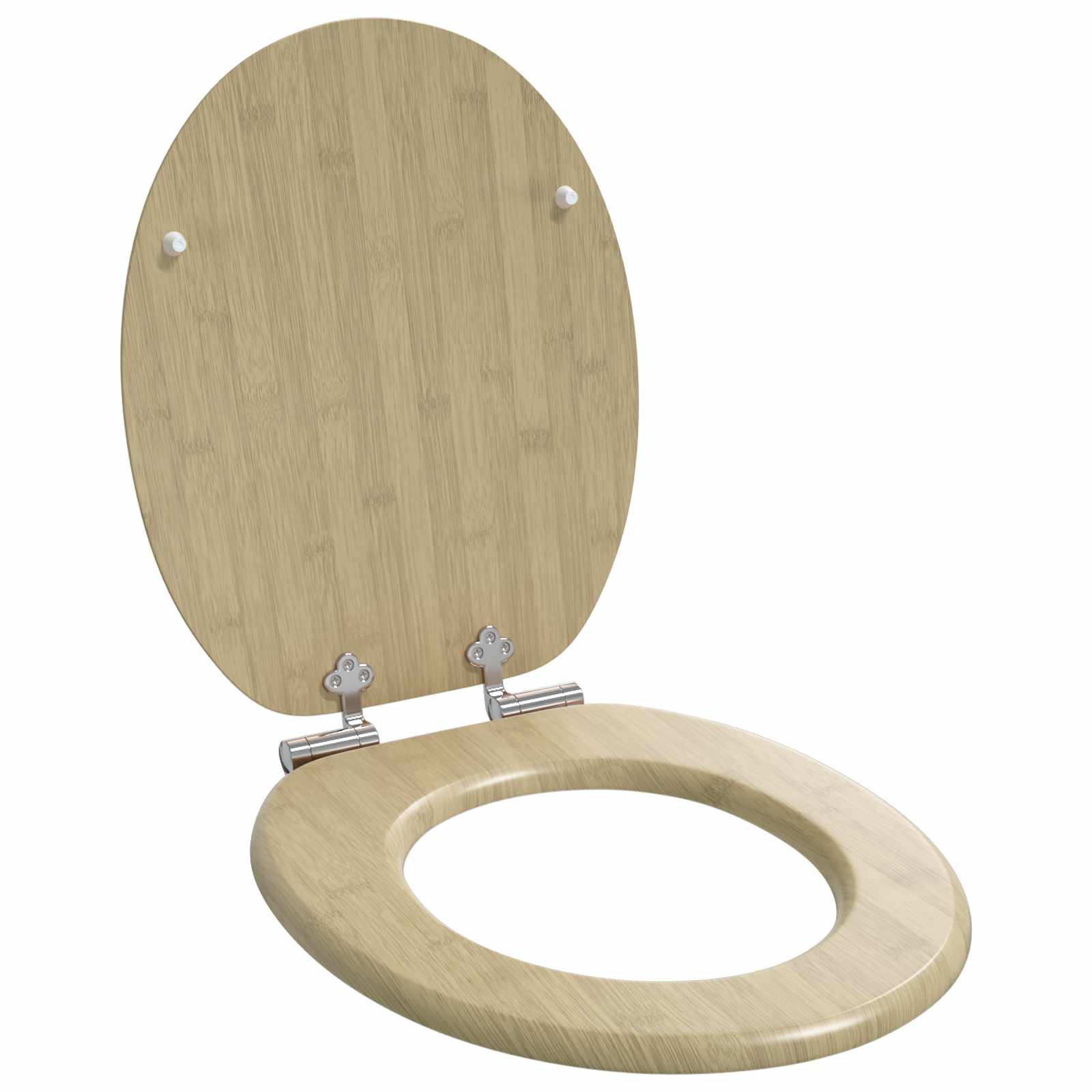 vidaXL Soft-Close Toilet Seat Light Bamboo Color 44 x 38 cm MDF board 1