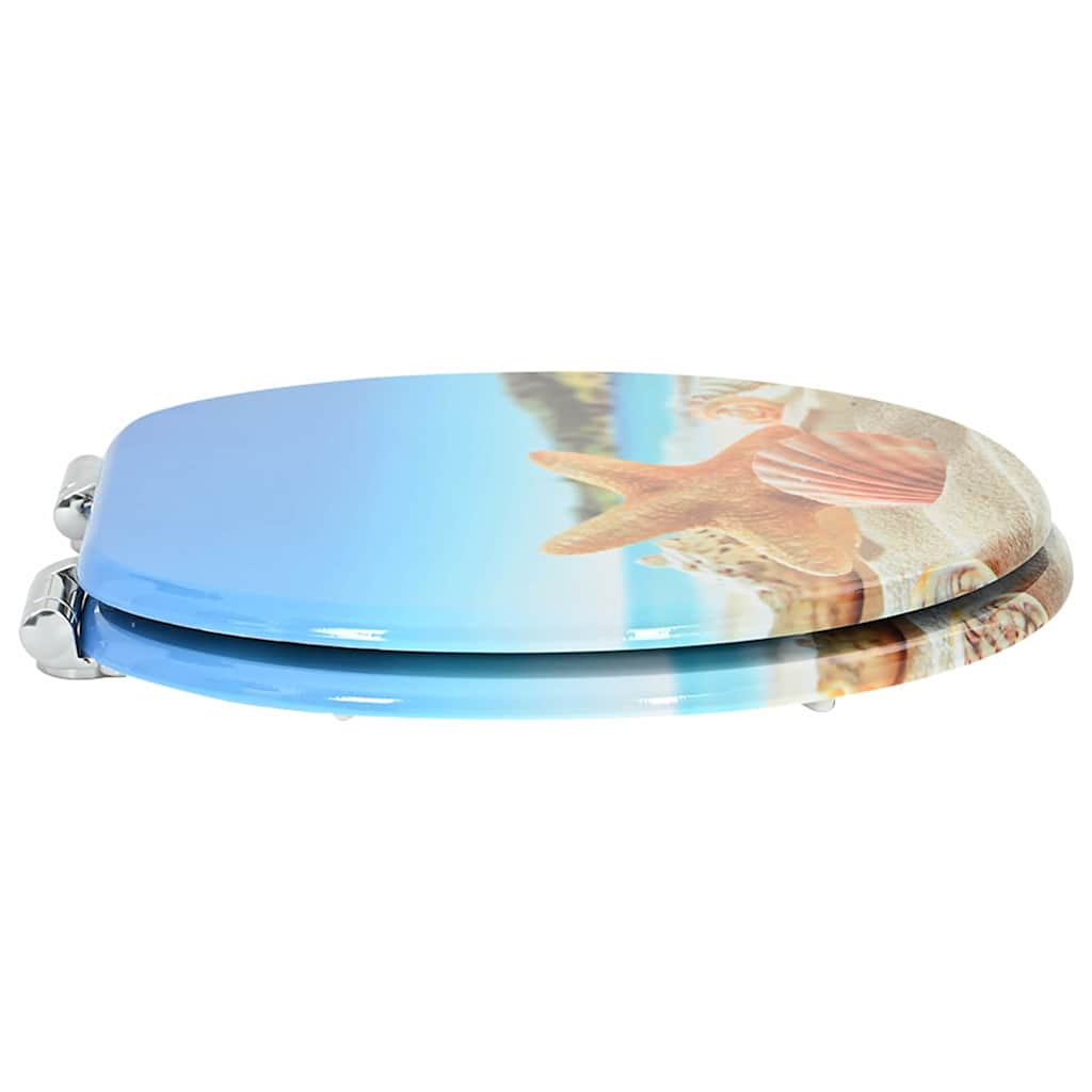 vidaXL Soft-Close Toilet Seat Sea Muschel 44 x 38 cm MDF board 3