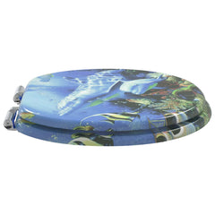 vidaXL Soft-Close Toilet Seat Blue 44 x 38 cm MDF board 3