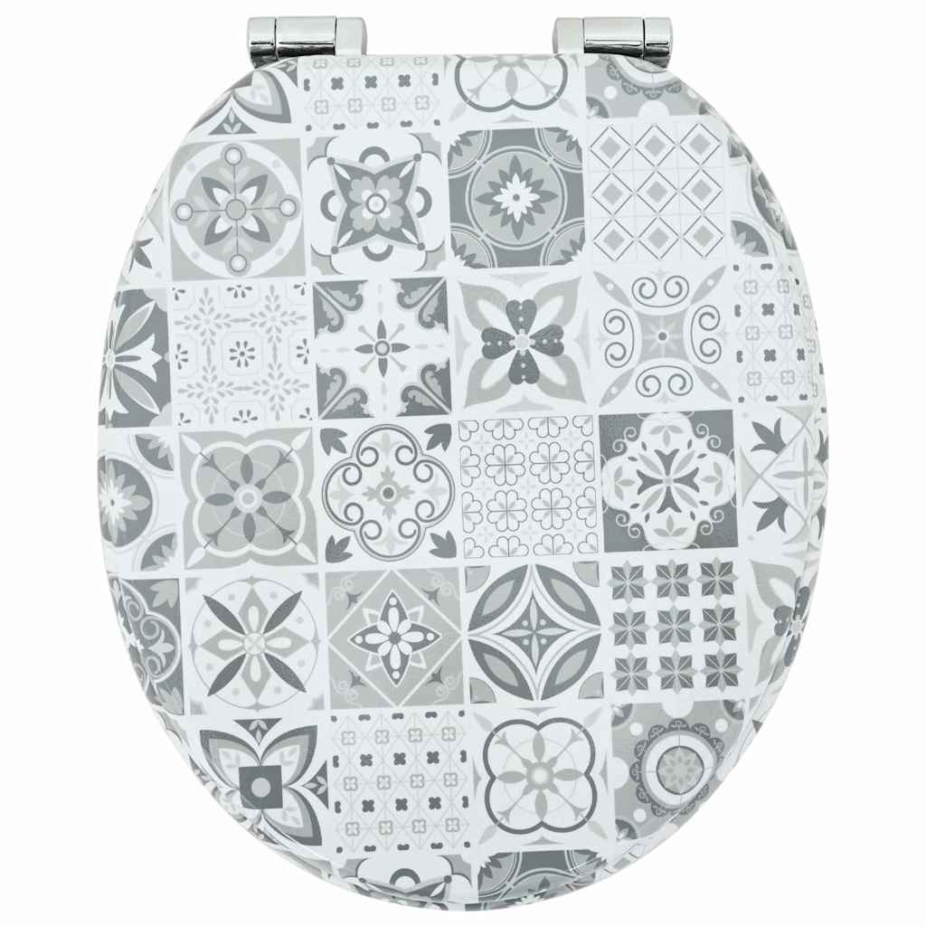 vidaXL Soft-Close Toilet Seat Blue and White Porcelain 44 x 38 cm 4