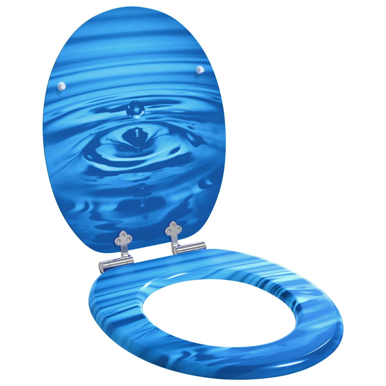 vidaXL Soft-Close Toilet Seat Blue Drop 44 x 38 cm MDF board 1