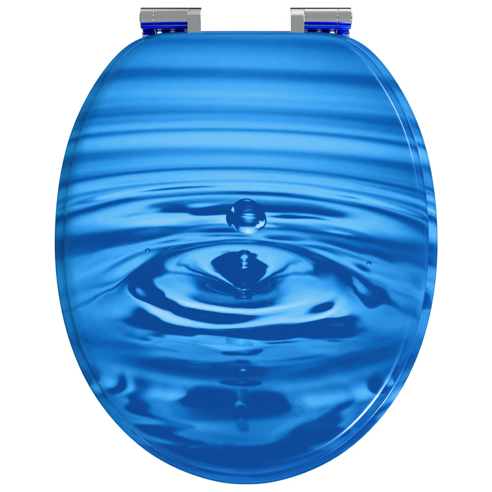 vidaXL Soft-Close Toilet Seat Blue Drop 44 x 38 cm MDF board 4