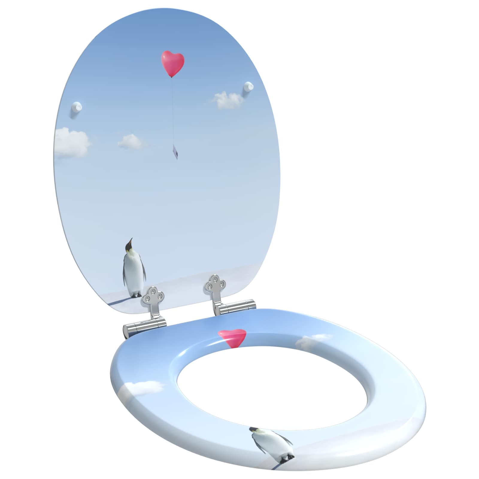 vidaXL Soft-Close Toilet Seat Blue 44 x 38 cm MDF board 1
