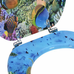 vidaXL Soft-Close Toilet Seat Deep Sea Blue 44 x 38 cm MDF board 5