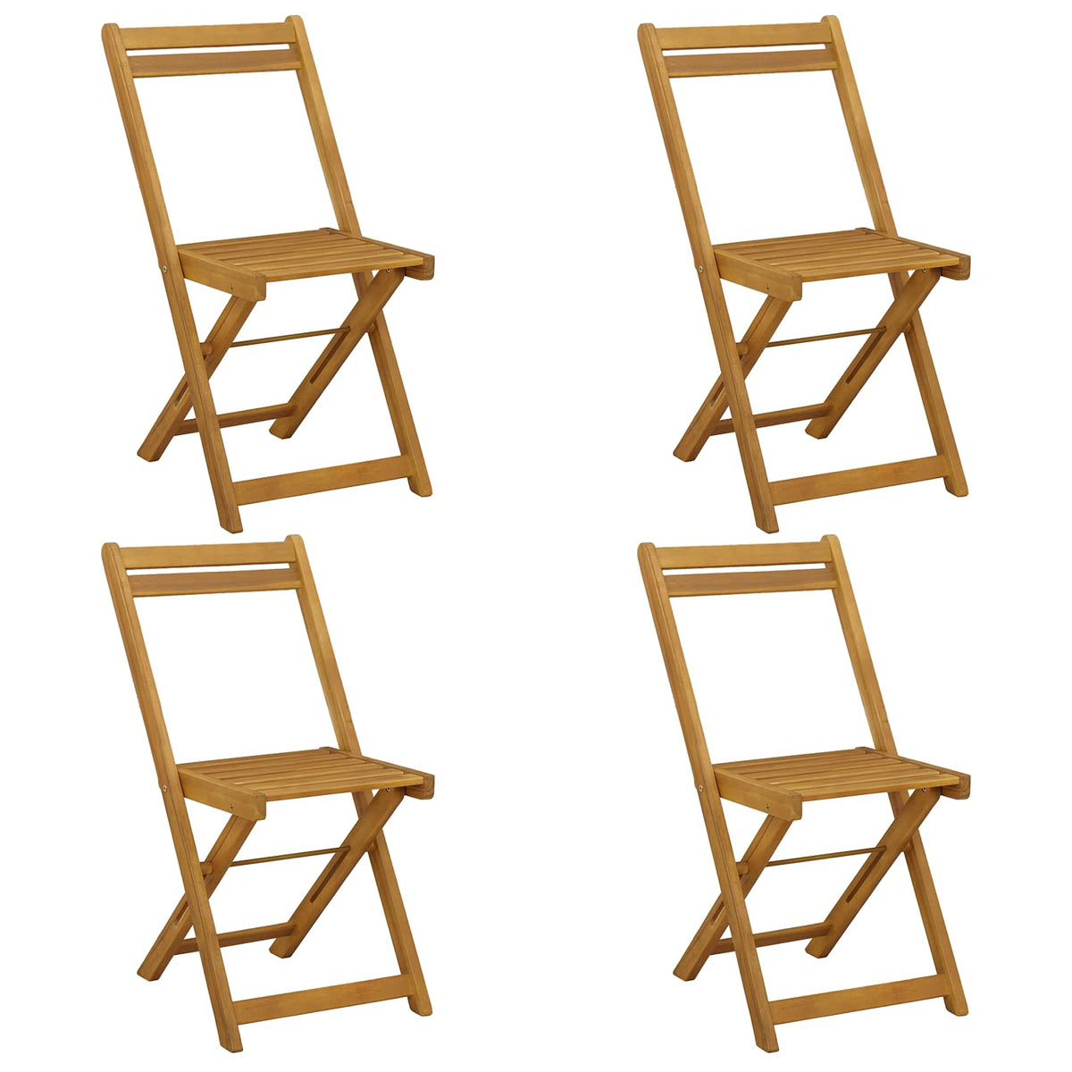 Outdoor Bistro Chairs Natural Solid Acacia Wood 4