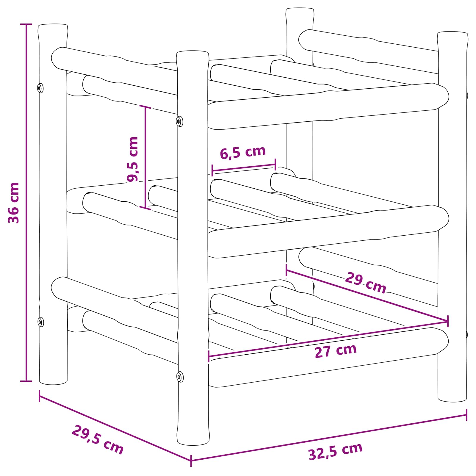vidaXL Wine Rack Bamboo Natural 6