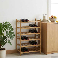Wine Rack Bamboo Natural 6-tier (36 bottles)